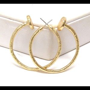 Texture Nail Head Gold Hoops Earrings